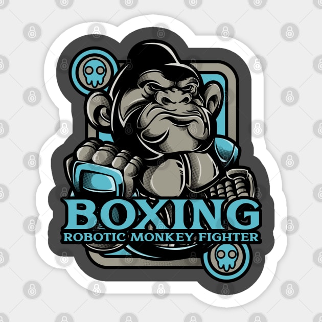 Boxing Robotic Monkey Fighter Sticker by soondoock